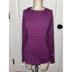 Lululemon Kanto Catch Me Long Sleeve Berry Stripe Size 4 Thumb Holes